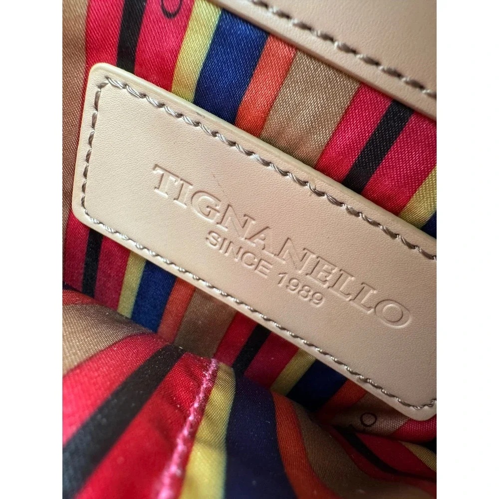 Tignanello Crossbody Bag Women Small Teal Leather Tan Trim New With Tags
